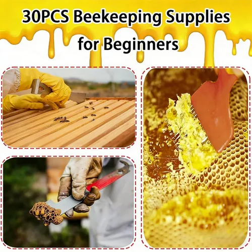 Miniatura 8 de Suministros de apicultura, kit de inicio de 30 piezas de abeja con traje de abeja, suministros de mantenimiento de abejas, todas las herramientas