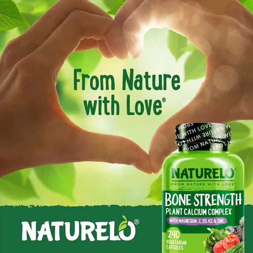 Miniatura 6 de NATURELO Suplemento de Calcio – con Vitamina C, Vitamina D3, K2, y Calcio Magnesio Zinc para la Fortaleza Ósea con Calcio 600mg – a Base de Plantas