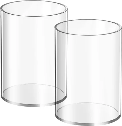 Miniatura 12 de Mototo 2 soportes de acrílico transparente para bolígrafos, redondos y vasos para lápices, soporte para maquillaje transparente, organizador