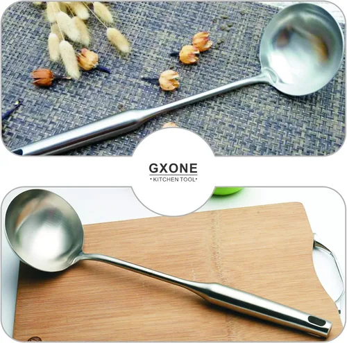 Miniatura 4 de Cucharón para sopa, cuchara de cocina de acero inoxidable 304 con mango hueco para wok, plata/35.3 cm