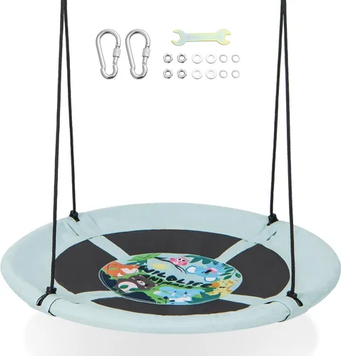 Miniatura 9 de Costzon - Platillo volador de 40 pulgadas, columpio seguro y resistente para niños de fácil montaje, cuerdas ajustables, ideal para el parque de Rosa