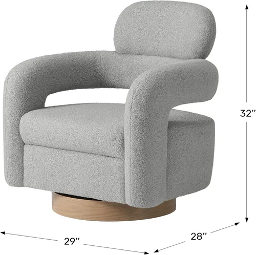 Miniatura 3 de WestinTrends Alexandria Mid-Century Modern Sherpa - Silla giratoria de barril color gris carbón