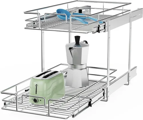 Miniatura 8 de ROOMTEC Organizador de gabinete extraíble, 1 nivel negro, organizadores de gabinete de cocina, estantes deslizantes, resistente, 5.5 pulgadas