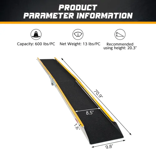 Miniatura 3 de Ruedamann Rampas de carga de aluminio de 71 pulgadas para camionetas, remolques, rampa plegable para motocicleta, capacidad de 600 libras, rampa