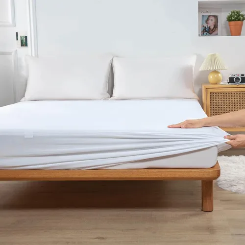 Miniatura 5 de Kingnex Protector de colchón tamaño individual, impermeable, suave, estilo sábana bajera con falda elástica