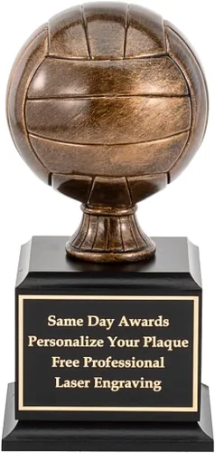 Premium Bronze Volleyball Trophy | Custom Engraved, Resin Award, Classic Ball Design, For Tournaments Championships MVP Coaches League