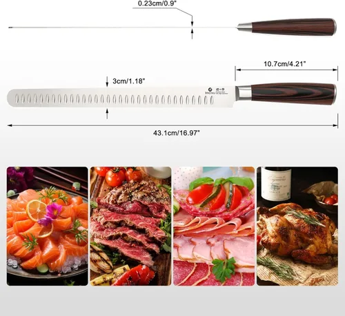 Miniatura 4 de imarku Cuchillo de Brisket, Cuchillo de Trinchar y Cortar Ultra Afilado de 12 Pulgadas para Brisket, BBQ, Pavo, Jamón, Costillas y Carne Asada, Hoja