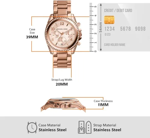 Miniatura 7 de Michael Kors reloj con cronógrafo Blair piedras transparentes en el anillo superior y los pernos tonos rosa y dorado 39 Rose gold