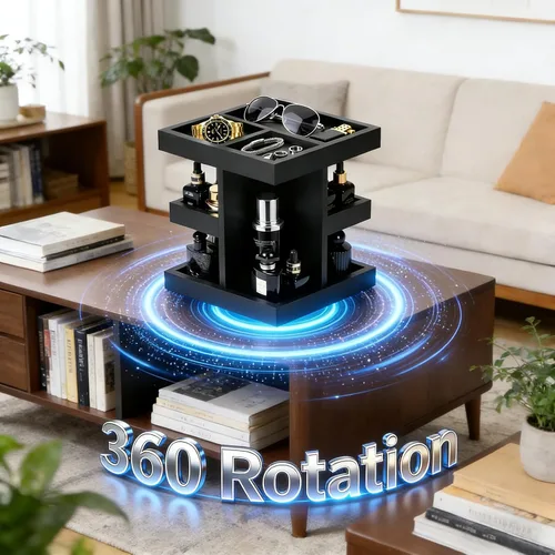 Miniatura 4 de Organizador de colonia para hombres, estante de perfume de madera de gran capacidad de 3 niveles con rotación de 360 grados, soporte de colonia