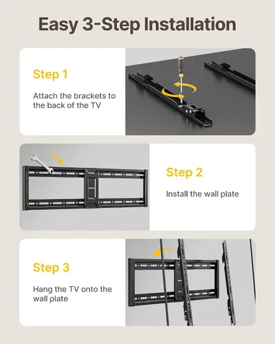 Miniatura 8 de monTEK Soporte de pared para TV de montaje fijo para televisores de 43–95 pulgadas, soporte ultra delgado de bajo perfil de 1.1", capacidad de 200