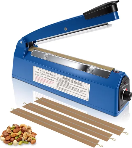 8 Inch Impulse Sealer, Manual Heat Sealer Machine for Mylar Bags, Shrink Wrap Bag Sealers Sealing Machine for Plastic PE PP Bags with 3 Free