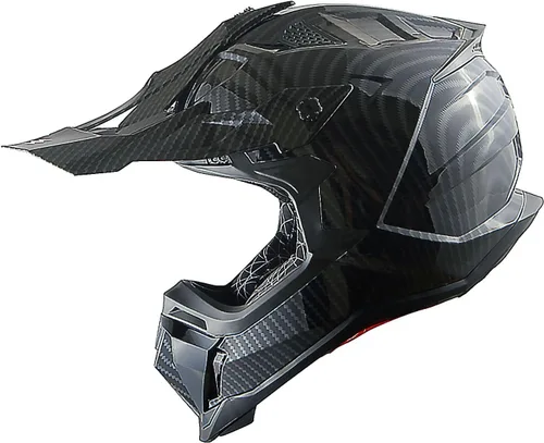 1Storm - Casco de motocross para adulto ATV Dirt Bike BMX MX de estilo de pista en montaña JH601; de fibra de carbono negro