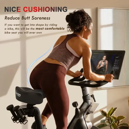 Miniatura 4 de BLUEWIND Asiento de bicicleta de gran tamaño, asiento de bicicleta ancho, diseño de respaldo novedoso para bicicleta eléctrica, ajuste universal