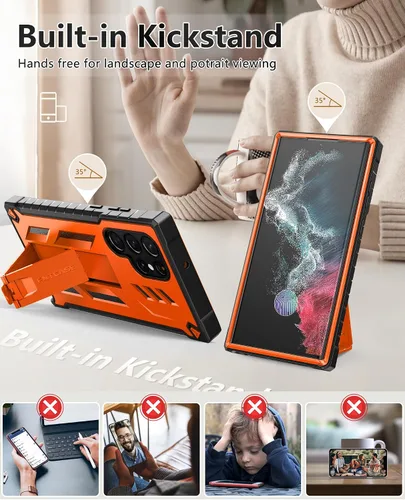 Miniatura 7 de FNTCASE Funda para Samsung Galaxy S22 Ultra: protector de pantalla integrado y soporte y funda con clip para cinturón, cubierta protectora de doble