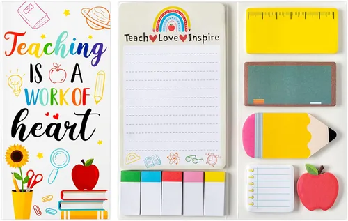 Miniatura 41 de Xqumoi Teaching is A Work of Heart - Juego de notas adhesivas de 550 hojas, lápiz en forma de manzana, blocs de notas autoadhesivas, notas