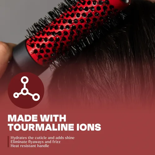 Miniatura 5 de Cepillo redondo de cerámica con infusión de iones Rodillo de calidad de salón para secado por soplado Fija el cabello seco o dañado Cepillo
