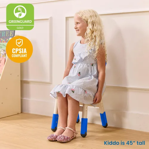 Miniatura 7 de ECR4Kids Silla ajustable para aula, asientos flexibles, color azul, paquete de 2