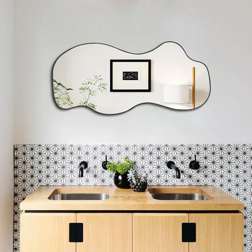 Miniatura 8 de POZINO Espejo irregular, espejo asimétrico sin marco de 47.2 x 21.6 pulgadas, espejos de pared abstractos, modernos espejos de forma extraña