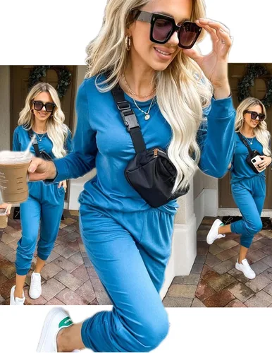 Miniatura 26 de Ekouaer Conjunto de pijama de manga larga para mujer, ropa de dormir suave con cuello redondo y bolsillos