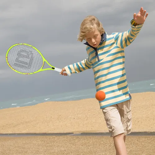 Miniatura 7 de Raqueta de tenis para niños y jóvenes, raqueta de tenis juvenil de 19/21/23/25 pulgadas con cubierta, adecuada para principiantes niños y niñas de 3