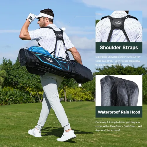 Miniatura 5 de Anncord Golf Stand Bag with 4 Way Full Length Dividers, 4.4 Lbs Lightweight Golf Bag for Men Women, Waterproof Golf Carry Bags w/Stand, 7 Pockets &