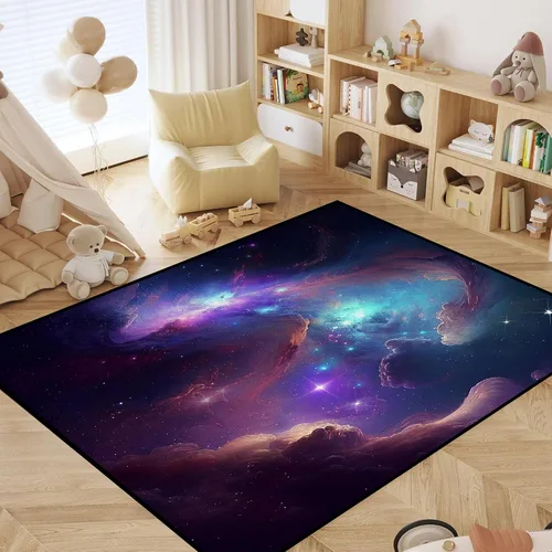 Miniatura 3 de Alfombra de Área Galaxy para Dormitorio y Sala de Estar para Niñas, Niños y Niños, Alfombra Grande de Nebulosa Vórtice, Alfombras Decorativas