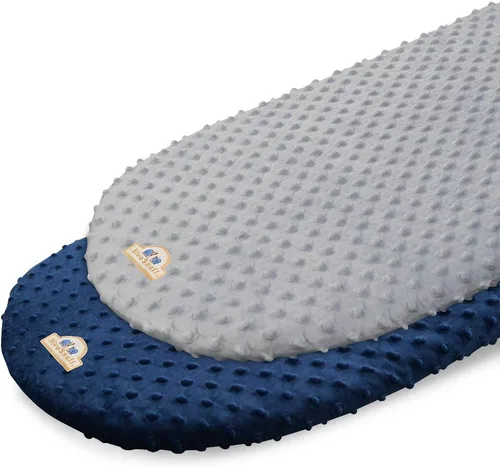 BlueSnail Sábana bajera ajustable de moisés Minky suave y elástica, sábanas para moisés/colchón, paquete de 2 unidades (moisés, azul marino y gris)