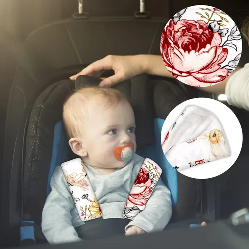 Miniatura 7 de Fundas de correa de asiento de automóvil para bebé, almohadillas para los hombros para bebé, fundas de cinturón de asiento de automóvil súper suaves