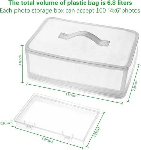 Miniatura 2 de Gbivbe Bolsa de almacenamiento de fotos de 4 x 6 pulgadas, 10 cajas interiores grandes de almacenamiento de fotos para almacenar hasta 1000 fotos