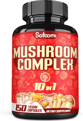 Cápsulas de suplementos de complejo de hongos 10 en 1, mezcladas con melena de león, cordyceps, reishi, chaga, maitake, shitake y otros, soporte