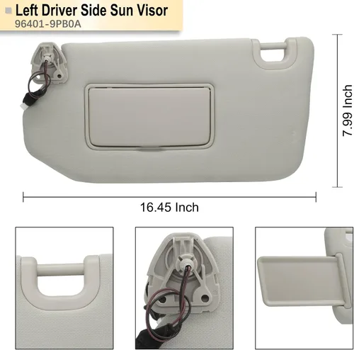 Miniatura 4 de Reemplazo de Visera Solar del Lado del Conductor Izquierdo y Pasajero Derecho Compatible con Pathfinder 2013-2018, Infiniti QX60 2014-17 e Infiniti