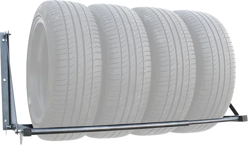 Miniatura 3 de MaxxHaul 70489, 300 libras Estante para neumáticos con montaje de pared, con capacidad plegable y ajustable Gris