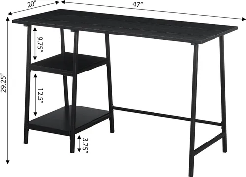 Miniatura 3 de Convenience Concepts Designs2Go - Escritorio de metal de madera con caballete, color negro