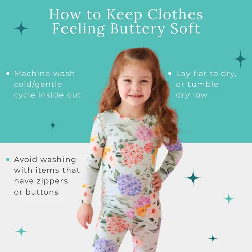 Miniatura 82 de Posh Peanut Pijamas para niñas, suaves, de viscosa de bambú para niños, pijamas a juego de manga larga para niñas
