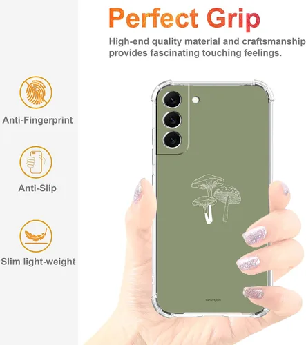 Miniatura 4 de Funda de hongos verde salvia para Samsung Galaxy S22, patrón minimalista estético de plantas, funda de TPU suave de moda para Galaxy S22 Diseño