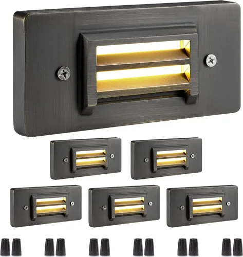 Miniatura 9 de Gardenreet Luces de paso de latón macizo impermeables para exteriores, 2 W, 240 lm, 12 V, luces de escalera de bajo voltaje, luces blancas cálidas