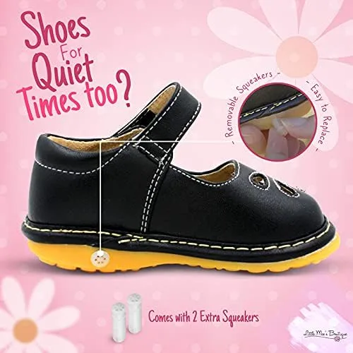 Miniatura 5 de Little Mae's Boutique Mary Jane - Zapatos chirriantes para niñas pequeñas, zapatos ideales para caminar con chirriador extraíble y correa ajustable