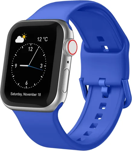 Miniatura 42 de Correa deportiva para Apple Watch, 49, 46, 45, 44, 42, 41, 40 y 38 mm, correa de silicona suave, cierre clásico, reemplazo para iWatch Series 11