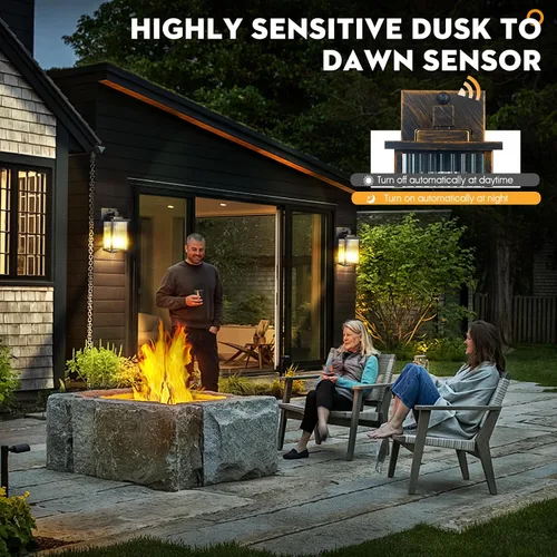 Miniatura 6 de Lámpara de pared para exteriores con sensor de anochecer a amanecer, luz exterior impermeable para porche de casa y garaje, aplique de pared