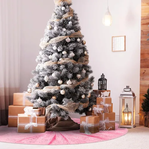 Miniatura 5 de Skylety Falda de árbol de 36 pulgadas para el día de San Valentín, falda redonda de tul con volantes y lentejuelas de doble capa para Año Nuevo, Rosa