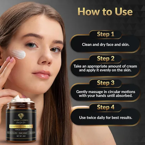 Miniatura 6 de Nature's Blessing Crema Anti-Envejecimiento de Sebo de Res para Líneas Finas y Arrugas Potenciador de Colágeno Infundido con Miel Orgánica
