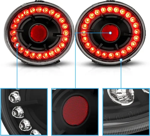 Miniatura 4 de AmeriLite L.E.D - Luces traseras negras para Chevy Corvette/Covette Z06, lado del pasajero y del conductor Negro