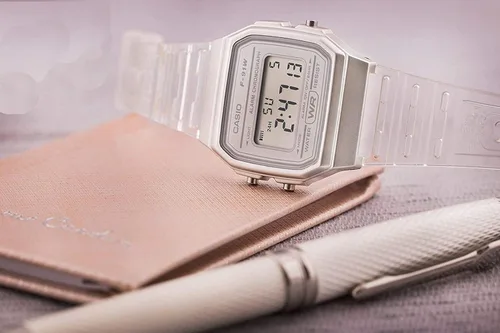 Miniatura 4 de Casio F-91WS-4EF Unisex Transparente Silicona Rosa Reloj