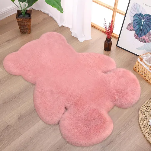 Miniatura 16 de Alfombra de pelo de oveja sintética de 2 pies, suave y esponjosa, bonita alfombra de felpa para guardería, habitación de niños y niñas, decoración