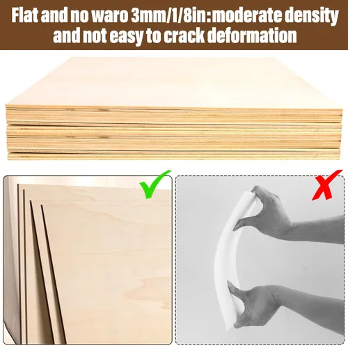 Miniatura 4 de Paquete de 24 hojas de tilo de 1/8, 0.118 in de tilo para corte láser, hojas de madera sin terminar de 12 x 12 pulgadas para grabado, manualidades