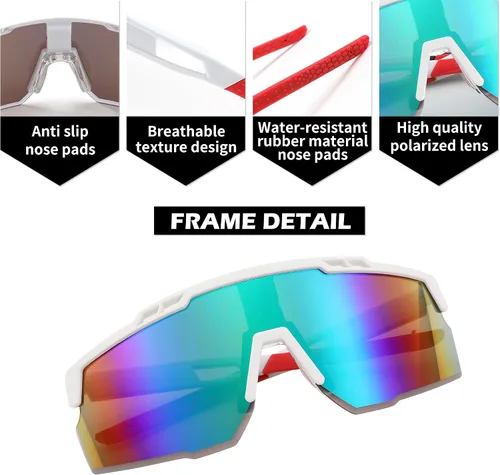 Miniatura 3 de FEISEDY Gafas de sol deportivas para hombres y mujeres, protección UV400, gafas de ciclismo, golf, béisbol, conducción, pesca, B0022 Lente espejo