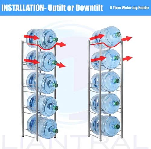 Miniatura 3 de LIANTRAL Soporte para Jarra de Agua de 5 Galones, Estante de Almacenamiento de Botellas de Agua de 5 Galones, 5 Niveles, Plata plateado
