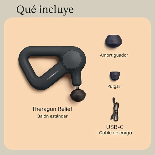 Miniatura 8 de TheraGun Therabody Relief - Pistola de masaje silenciosa para terapia de tejido profundo, habilitada para Bluetooth, pistola de masaje de percusión