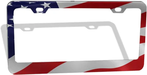 Miniatura 9 de Marco de matrícula de aluminio con bandera de Estados Unidos, marco de matrícula personalizado con 2 agujeros para decoración de hombres y mujeres