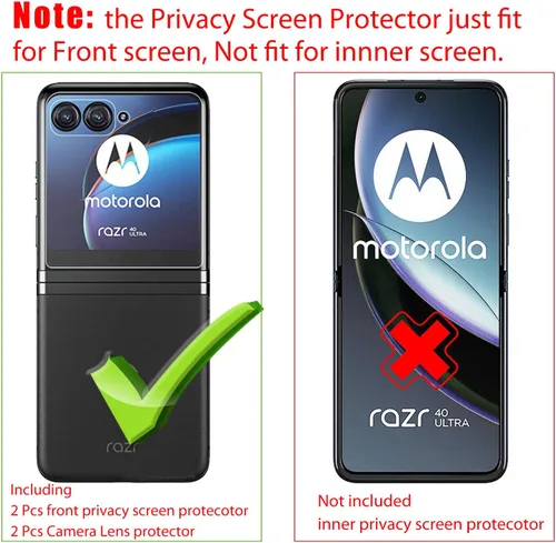 Miniatura 2 de Protector de pantalla de privacidad para Motorola Razr 40 Ultra (2023) [2 unidades] Protector de pantalla de privacidad rWith [2 unidades] Protector